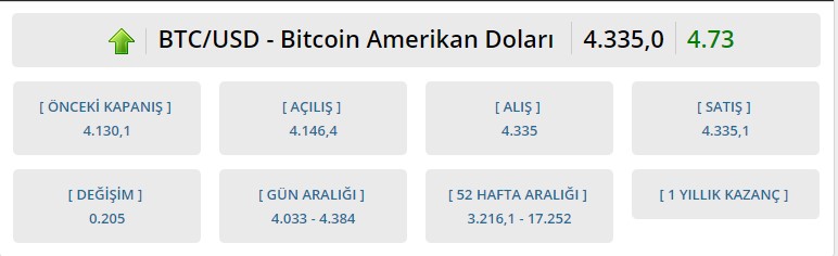 bitcoin fiyatı