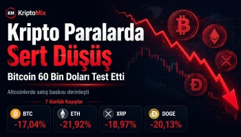 Bitcoin 60 bin dolar seviyesini test ederken altcoinlerde haftalık kayıplar derinleşti.